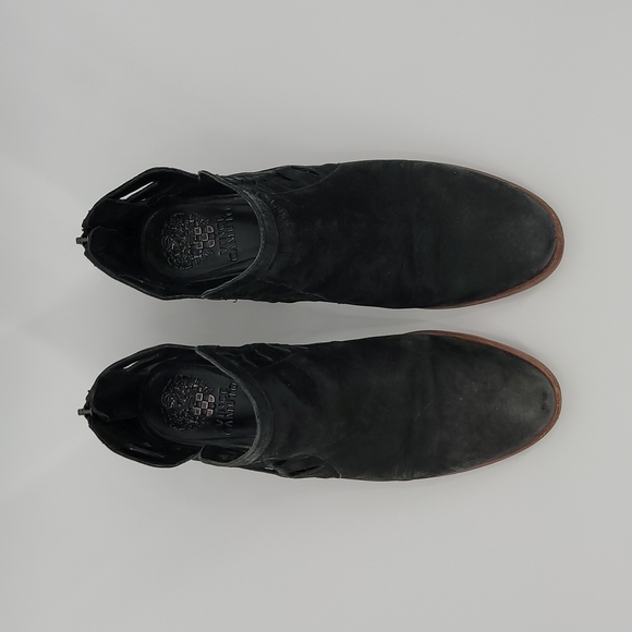 Vince Camuto Prestetta Ankle Boots Booties Pointed Toe Suede Cutout Side Black - Picture 4 of 12